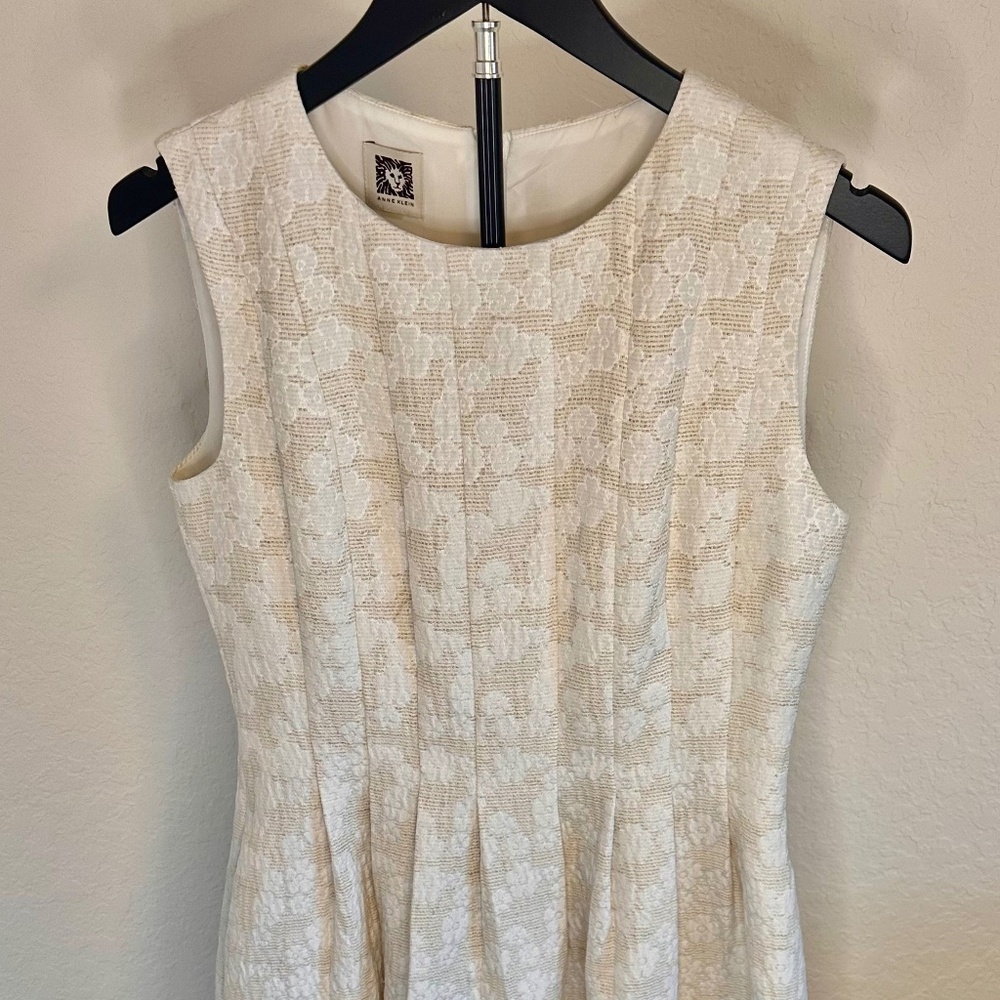 Anne Klein- Textured Linen/Cotton Pin Tuck Midi Dress w/pockets, Size S - Picture 3 of 10